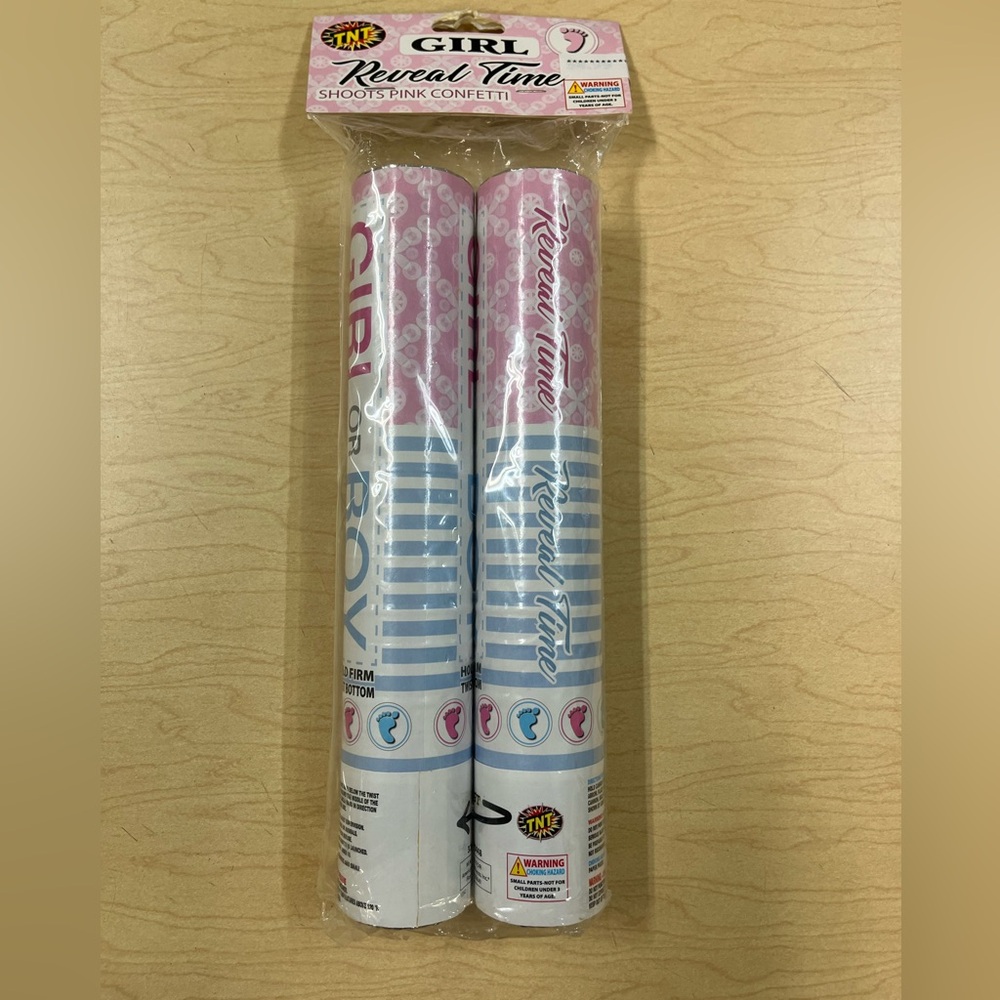 TNT "Girl" Gender Reveal Confetti Poppers